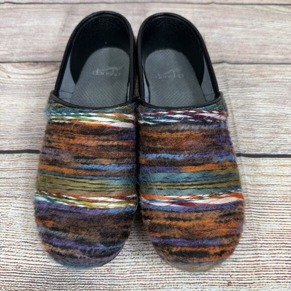 Dansko Multi-Colored Knitted Yarn Covered Clogs Size 38 (7.5) Professional Boho - Picture 3 of 16